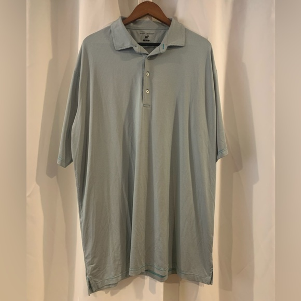 Horn Legend Blue Pinstripe Performance Polo XLT Short Sleeve